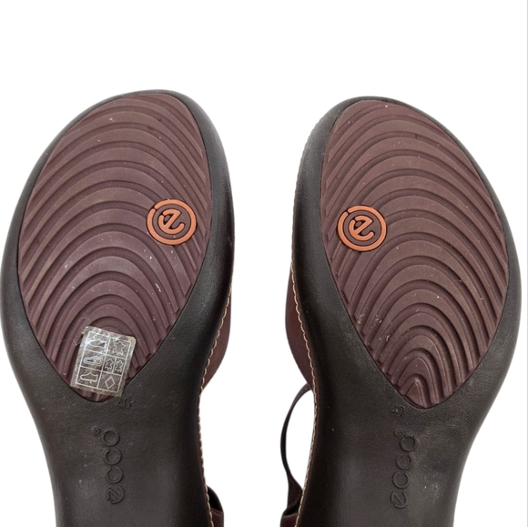 Ecco Brown Leather Ankle Strap Mary Jane Shoes - Picture 11 of 13